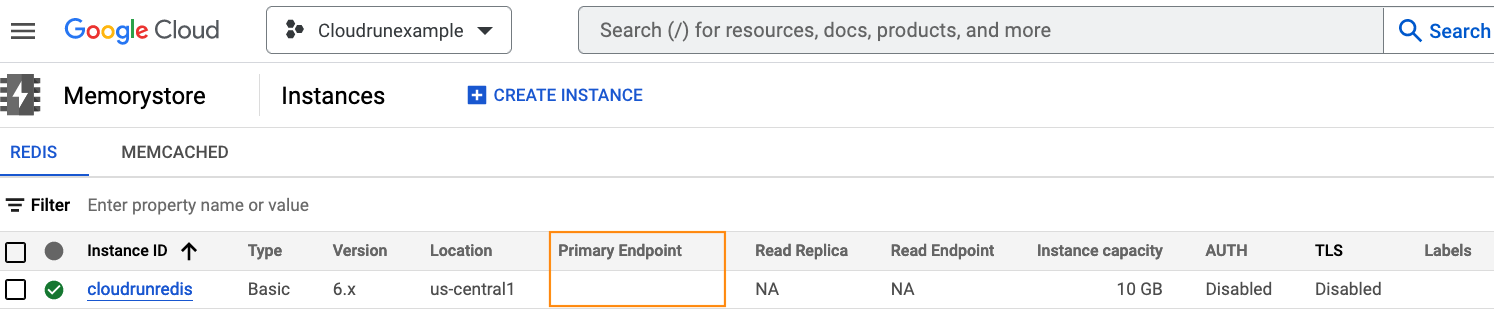 Primary Endpoint of the Redis Instance